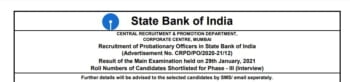 SBI PO Mains Result 2020