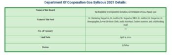 Department Of Cooperation Goa Syllabus 2021