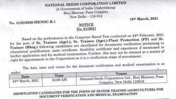 NSCL Senior Trainee Result 2021
