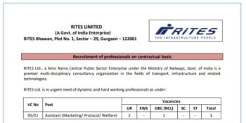 RITES Limited Recruitment 2021