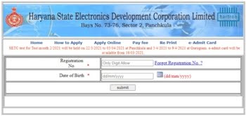 SETC HARTRON Admit card 2021