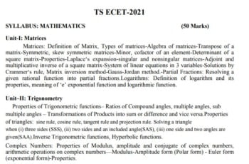 TS ECET Syllabus 2021