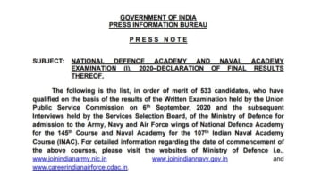 UPSC NDA NA Result 2021