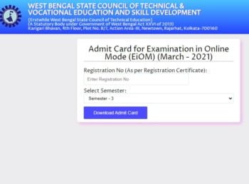 WBSCTE Diploma Admit Card 2021