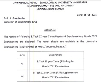 JNTUA 2-1 Results R19 2021