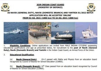 Join Indian Coast Guard Recruitment 2021