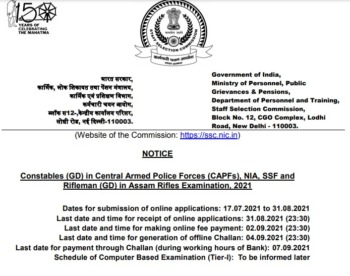 SSC Constable GD Recruitment 2021