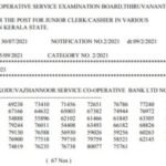 CSEB Kerala Junior Clerk Result 2021