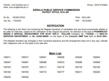 Kerala PSC LGS Prelims Result 2021