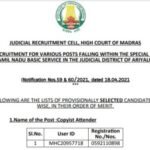 MHC Office Assistant Provisional Selection List 2021
