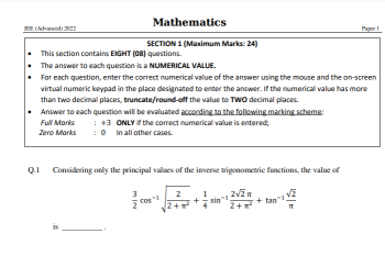 JEE Advanced Previous Year Papers ~ Download Solution PDF - PuzzlesHuB