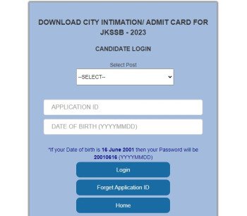 JKSSB Driver Admit Card 2023