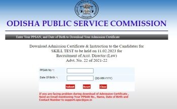 OPSC Assistant Director Law Admit Card 2023