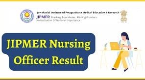 JIPMER Nursing Officer Result 2023