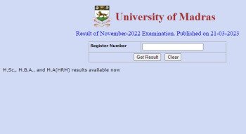 Madras University November 2023 Results