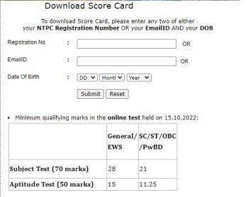 NTPC Assistant Officer Score Card 2023