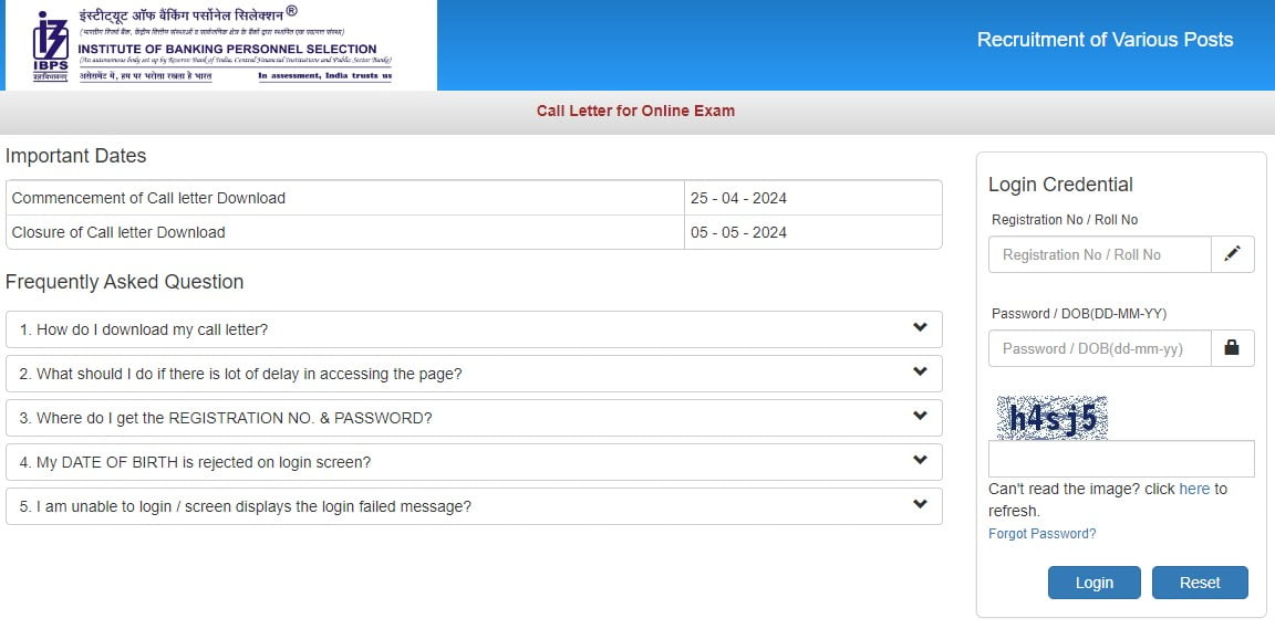 IBPS Admit Card 2024