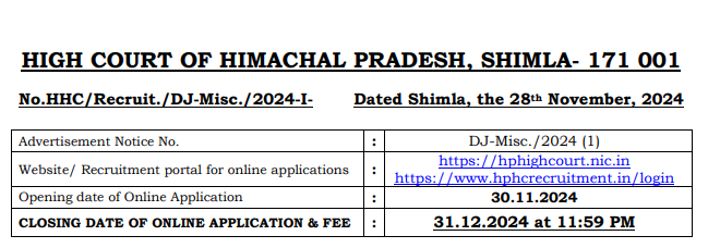 HP High Court Shimla Recruitment 2024