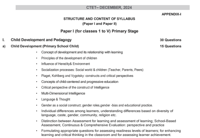 CTET Syllabus 2024